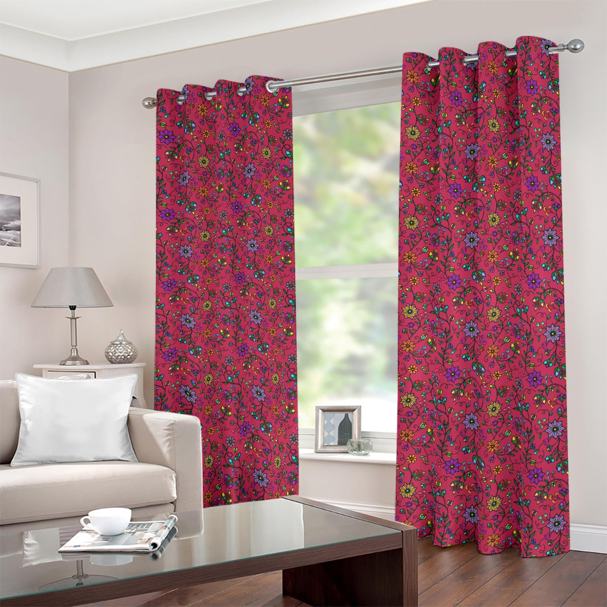 Prairie Paintbrush Passion Berry Blackout Grommet Curtains | 265(gsm)