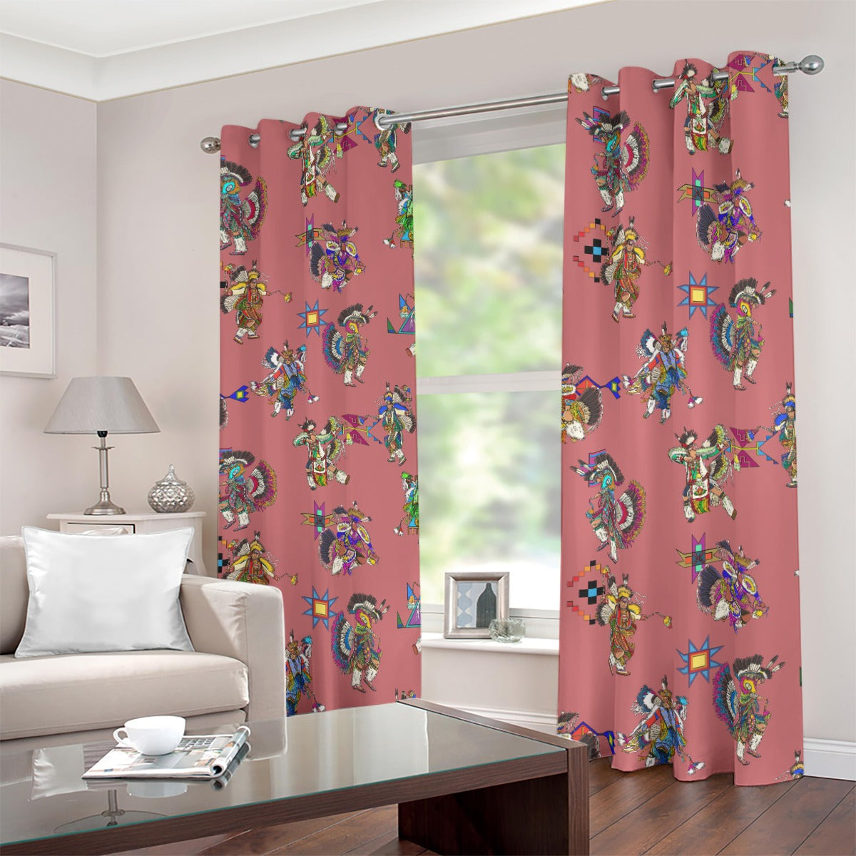 Men's Fancy Dancers Terra Cotta Blackout Grommet Curtains | 265(gsm)