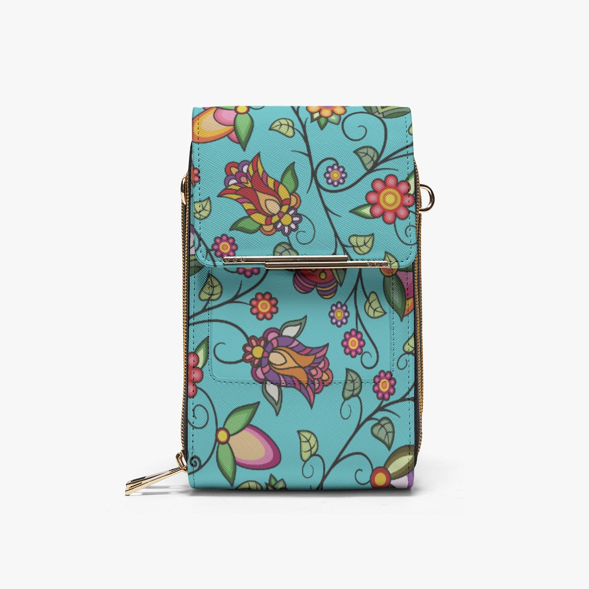 Heartbeat Petals Turquoise Mobile Phone Chest Bag