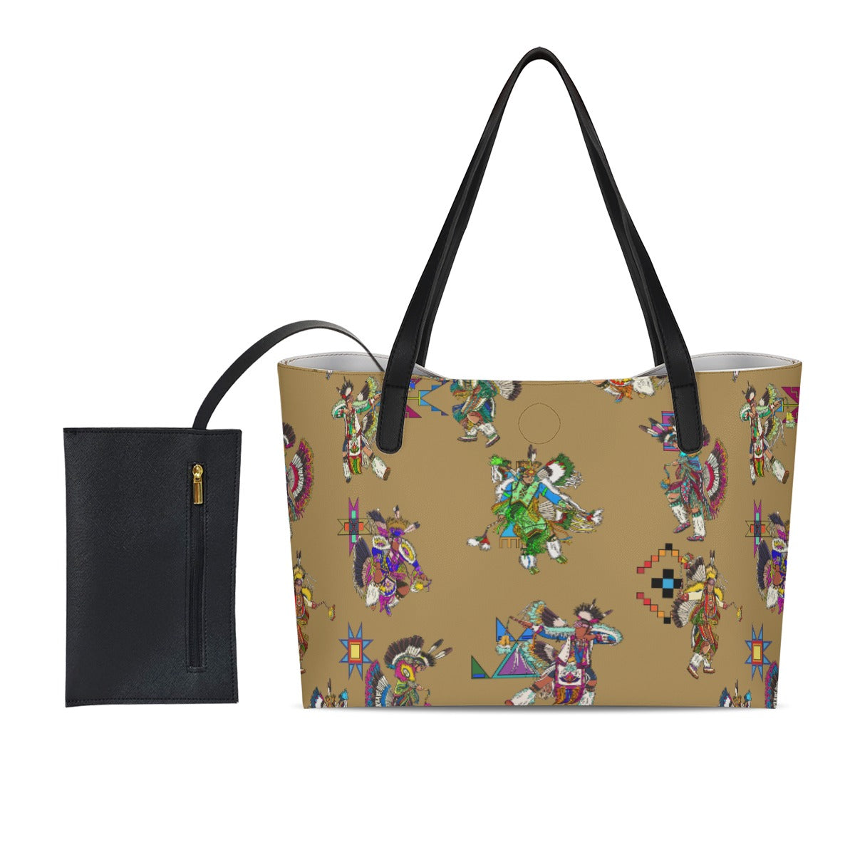Men's Fancy Dancers Earth Shopping Tote Bag With Black Mini Purse