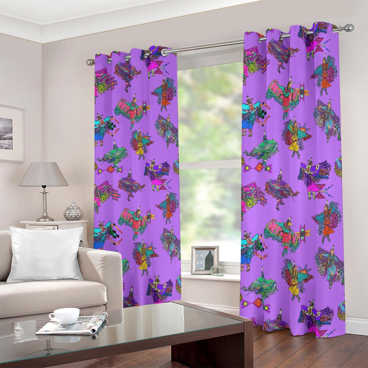 Women's Fancy Dancers Purple Blackout Grommet Curtains | 265(gsm)