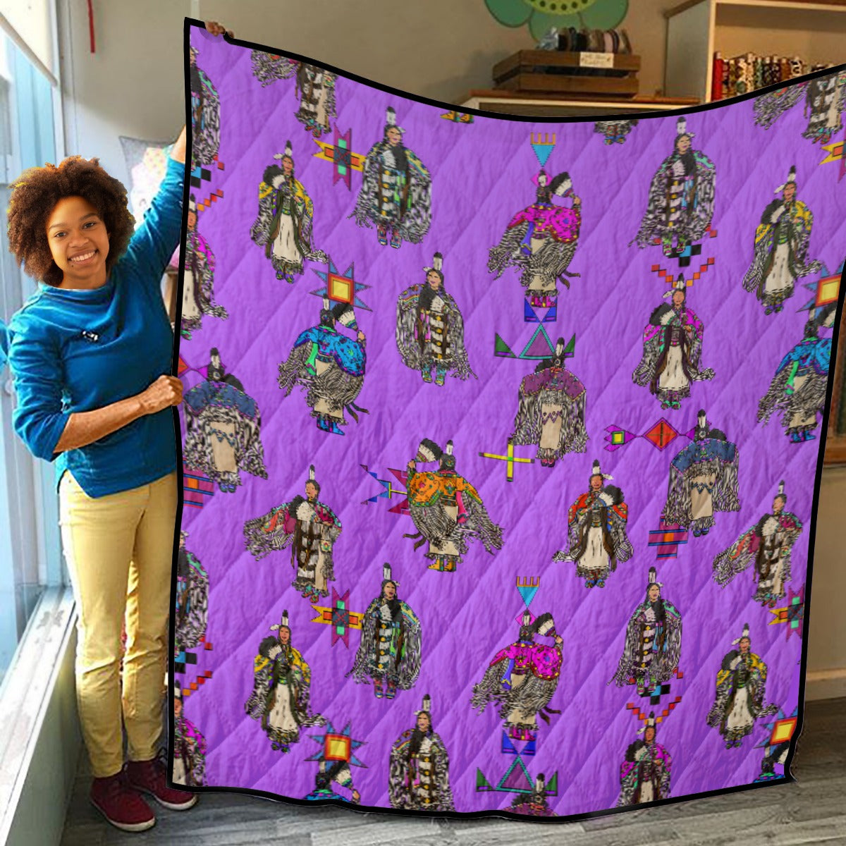 Women's Tradish Dancers Purple Lightweight & Breathable Quilt With Edge-wrapping Strips