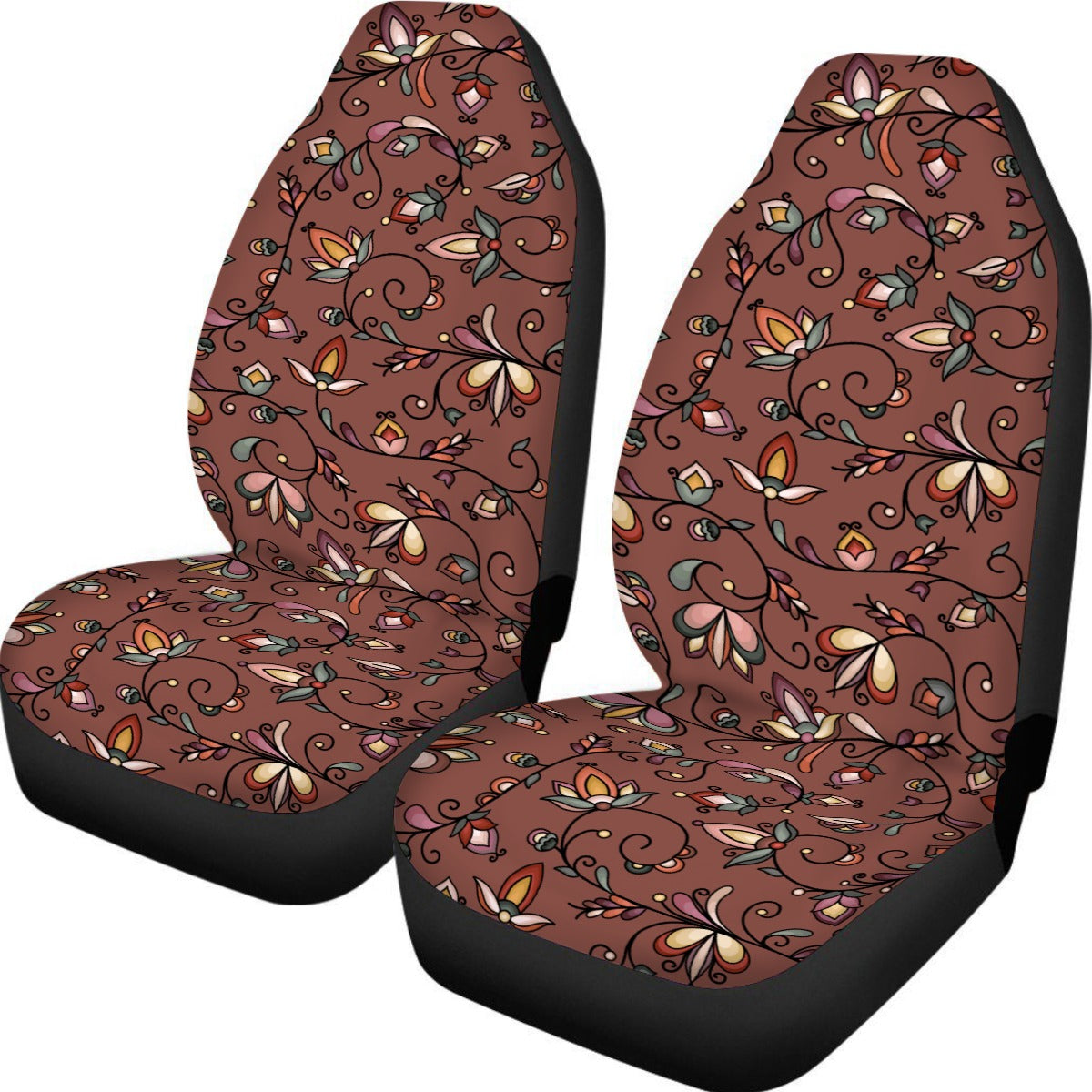 Burnt Sky Petals Brown Universal Car Seat Cover With Thickened Back