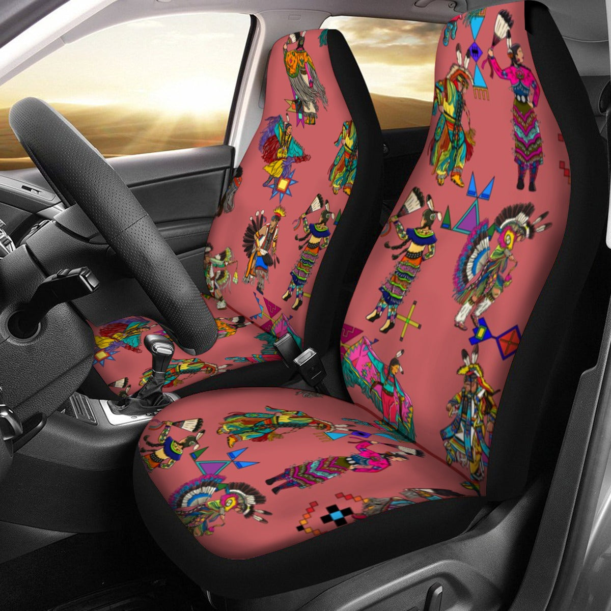 Grand Entry Dancers Terra Cotta Universal Car Seat Cover With Thickened Back