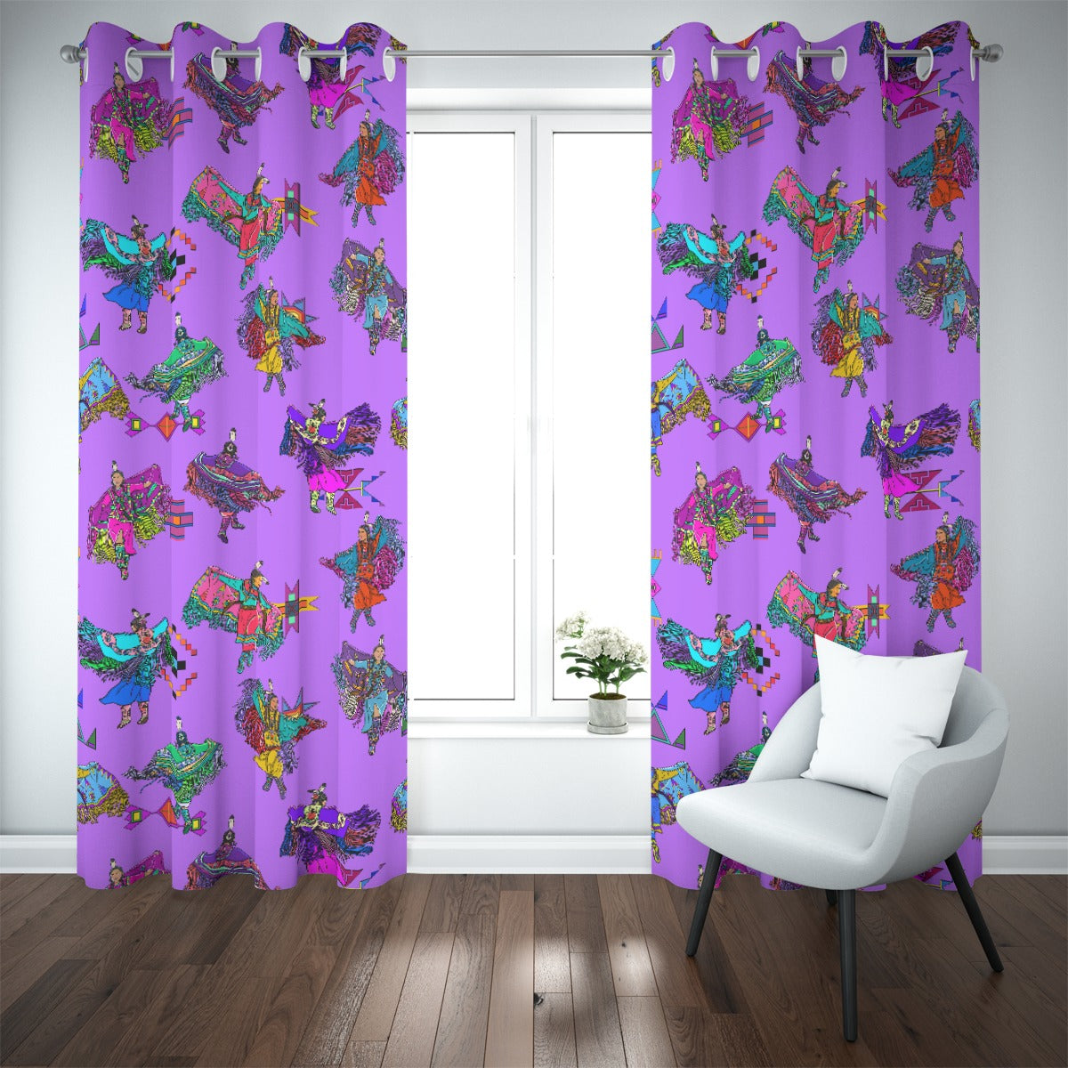 Women's Fancy Dancers Purple Blackout Grommet Curtains | 265(gsm)