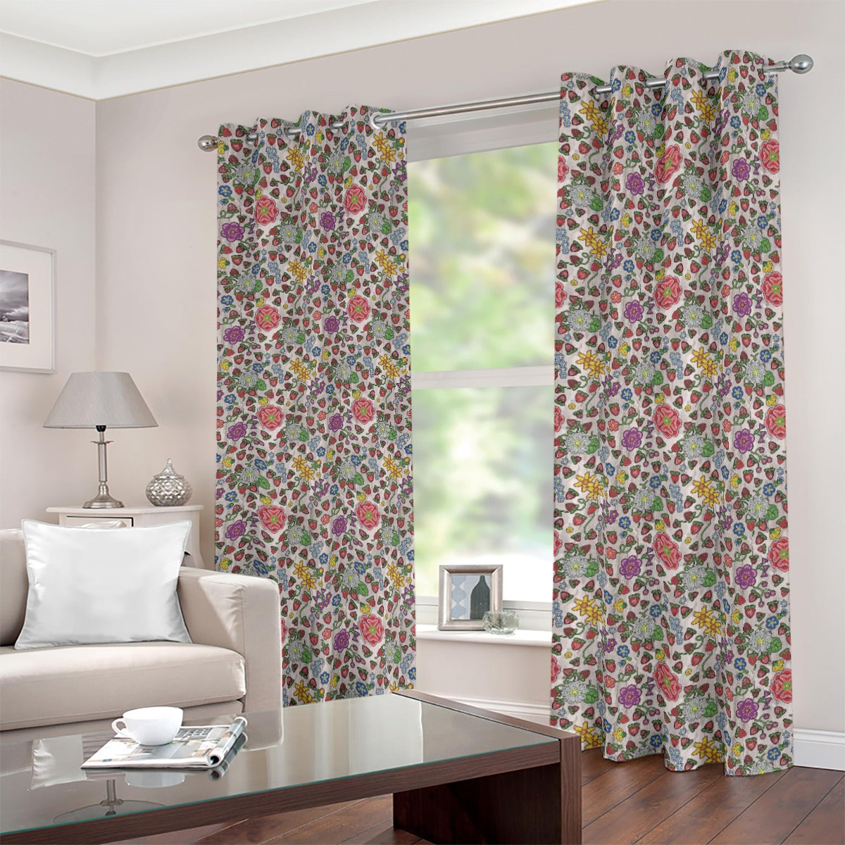 Berry Pop Bright Birch Blackout Grommet Curtains | 265(gsm)