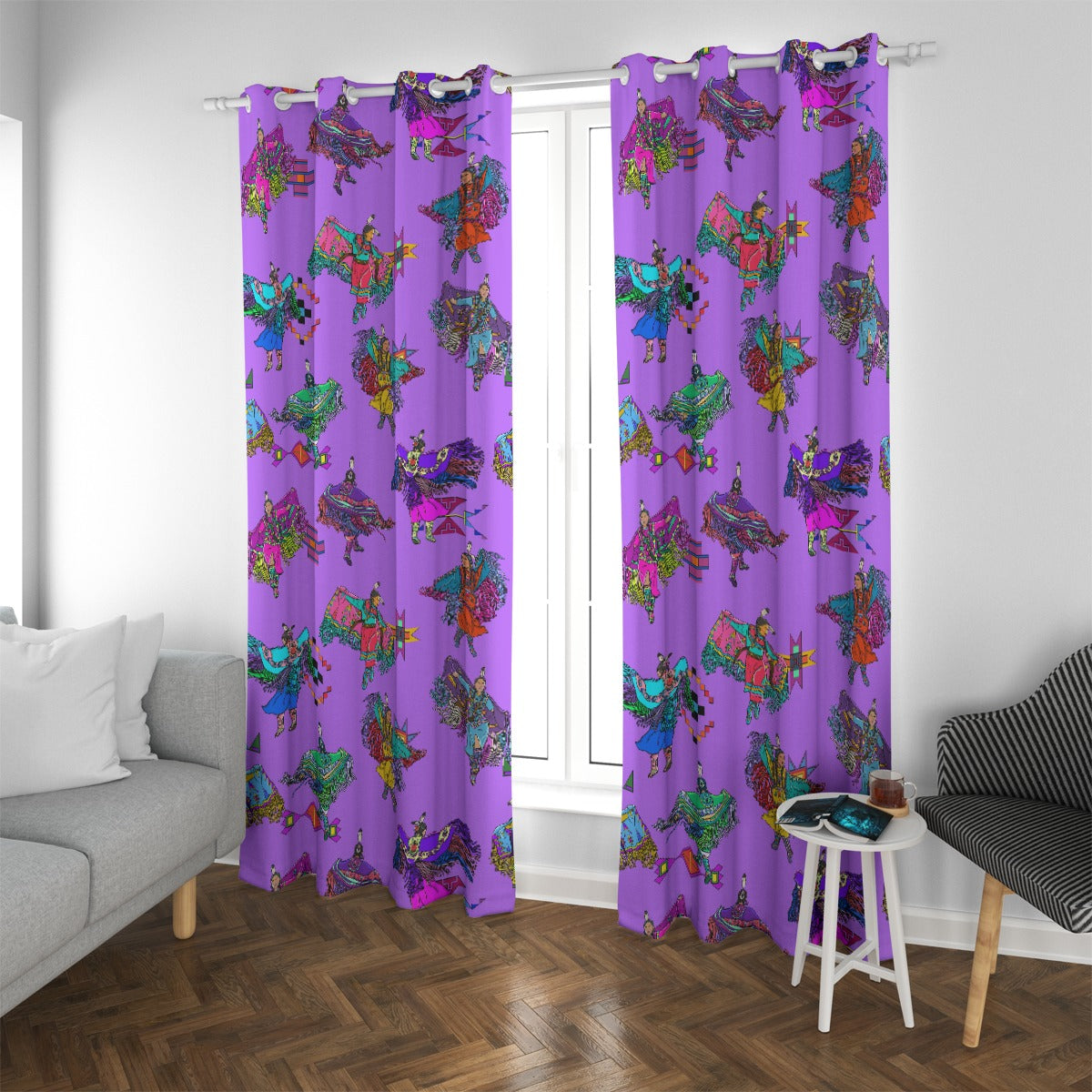 Women's Fancy Dancers Purple Blackout Grommet Curtains | 265(gsm)