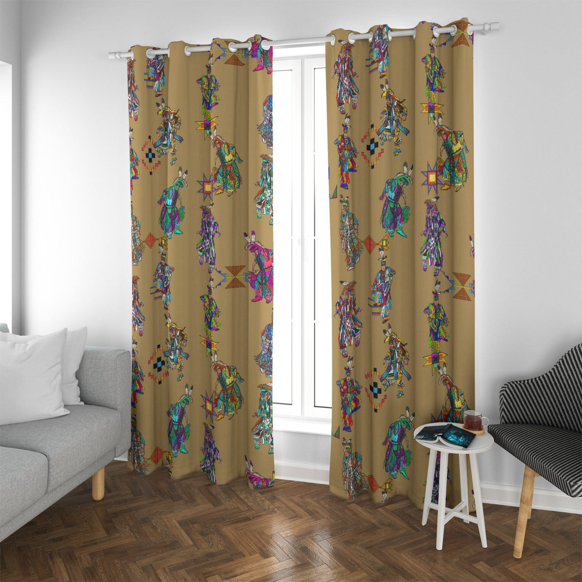 Men's Grass Dancers Earth Blackout Grommet Curtains | 265(gsm)