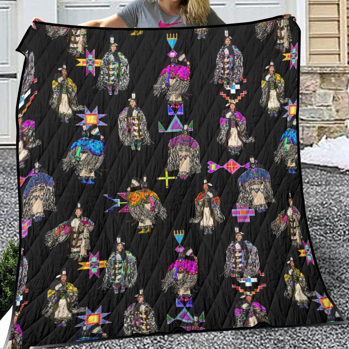 Women's Tradish Dancers Black Lightweight & Breathable Quilt With Edge-wrapping Strips