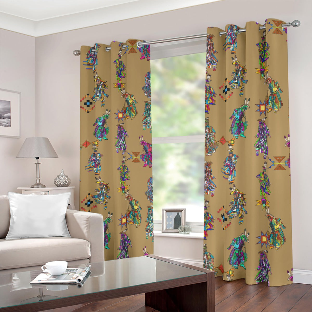 Men's Grass Dancers Earth Blackout Grommet Curtains | 265(gsm)