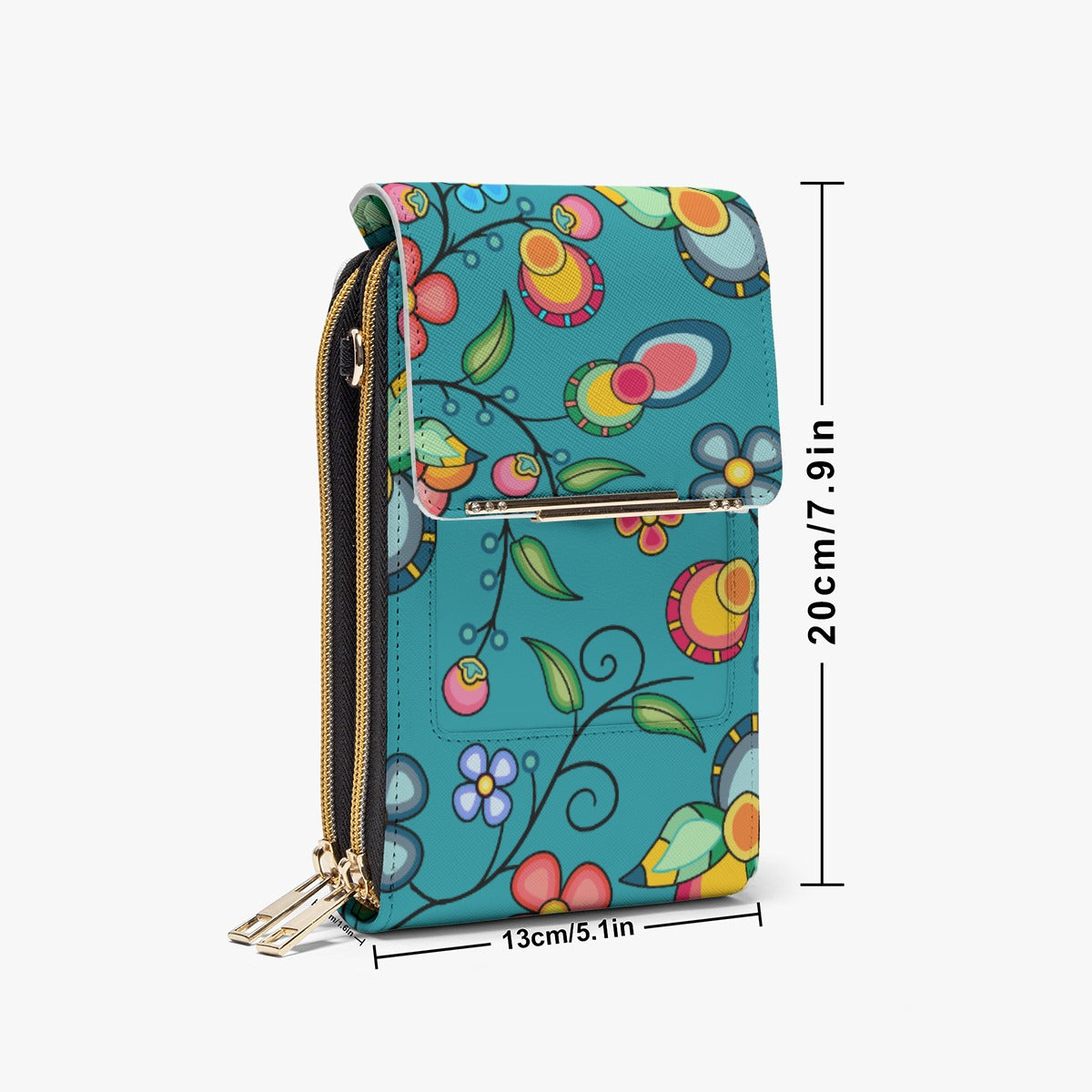 Floral Bounty Teal Mobile Phone Chest Bag
