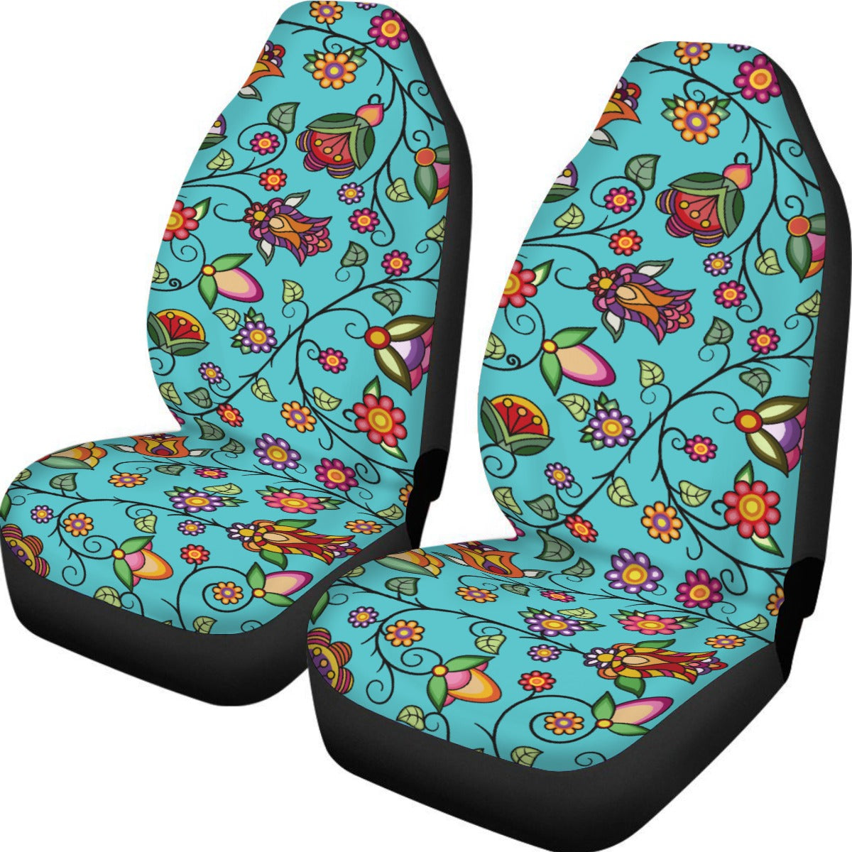 Heartbeat Petals Turquoise Universal Car Seat Cover With Thickened Back