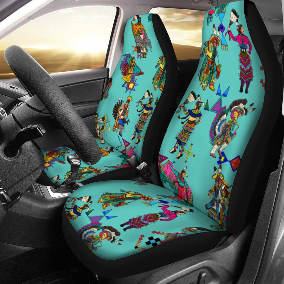 Grand Entry Dancers Eggshell Blue Universal Car Seat Cover With Thickened Back