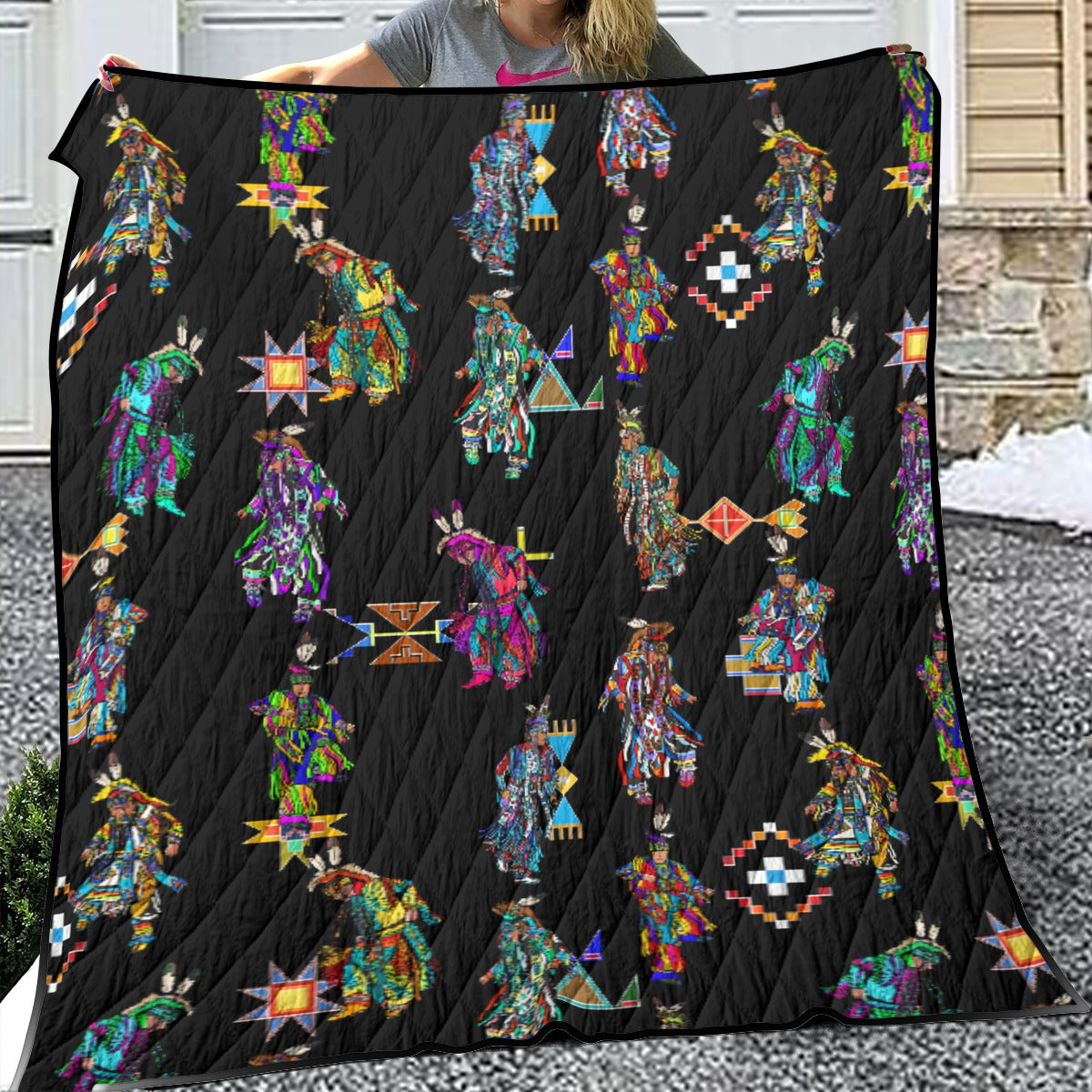 Men's Grass Dancers Black Lightweight & Breathable Quilt With Edge-wrapping Strips