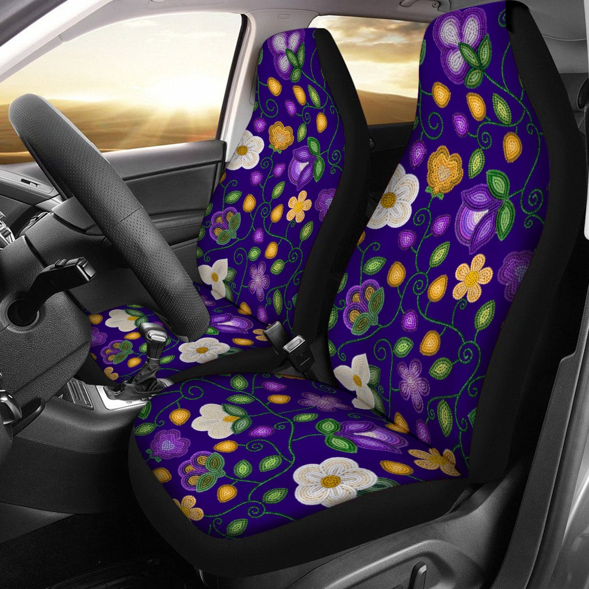 Midnight Moss Bloom Aubergine Universal Car Seat Cover With Thickened Back