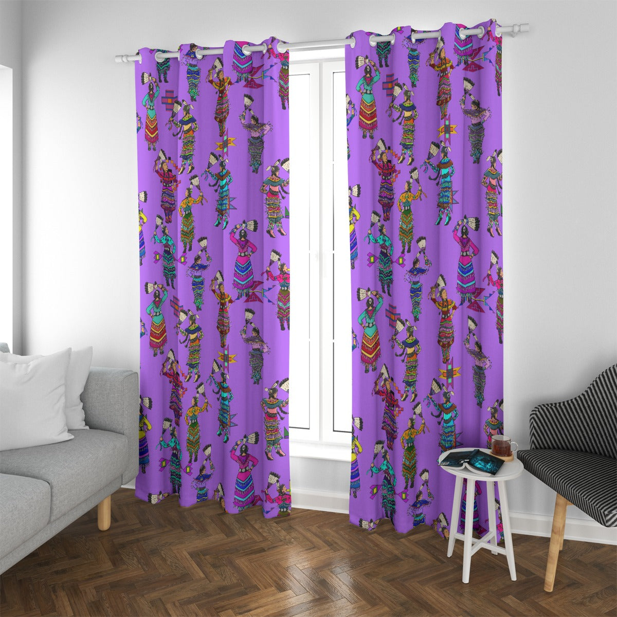 Women's Jingle Dancers Purple Blackout Grommet Curtains | 265(gsm)