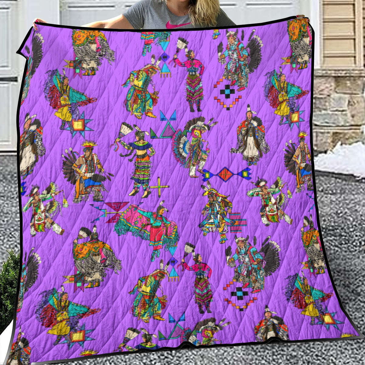 Grand Entry Dancers Purple Lightweight & Breathable Quilt With Edge-wrapping Strips