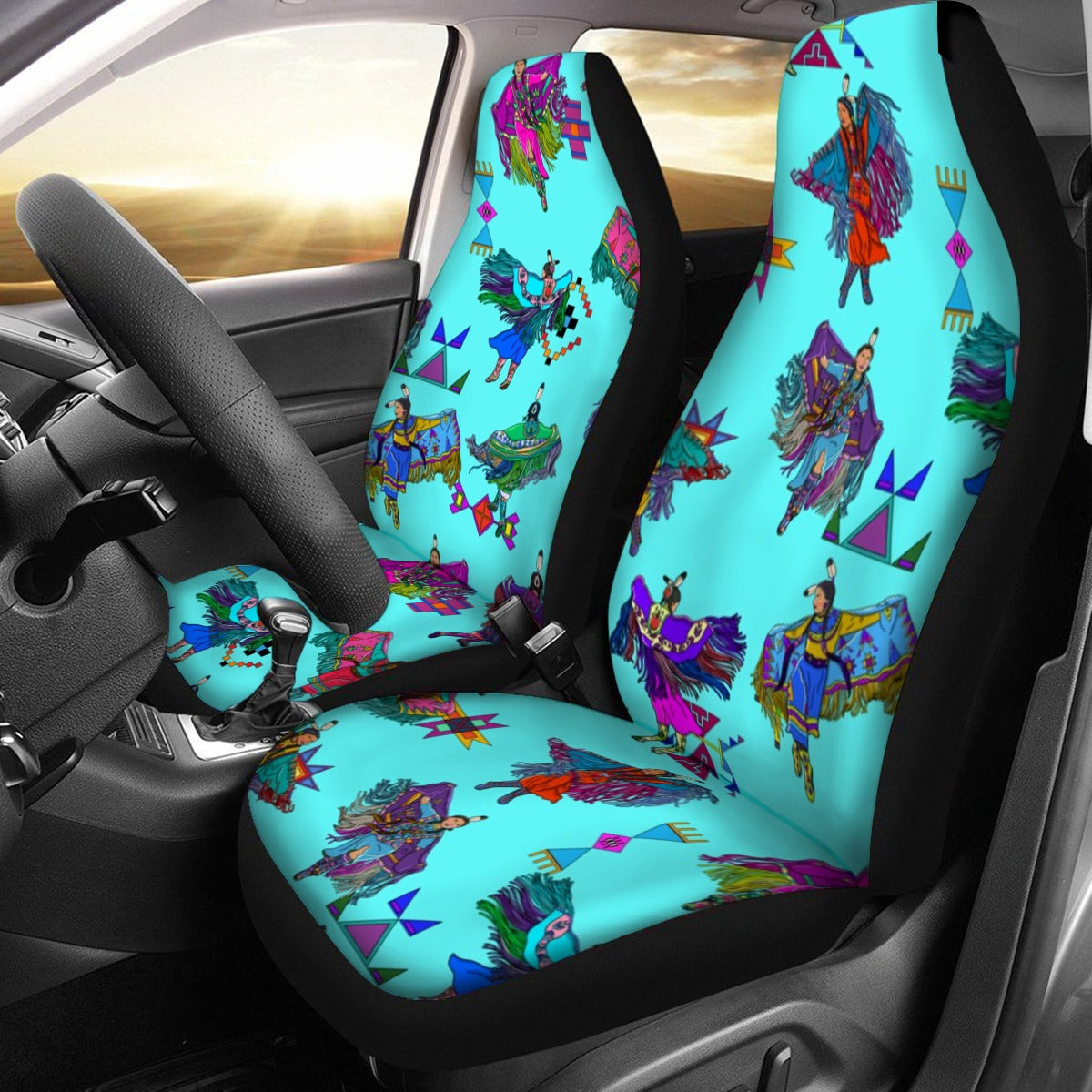 Women's Fancy Dancers Turquoise Universal Car Seat Cover With Thickened Back
