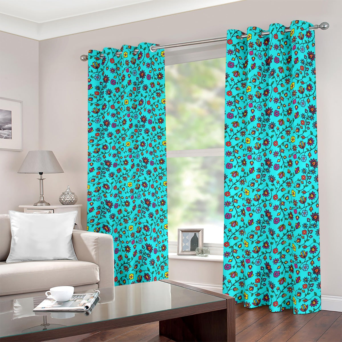 Nature's Nexus Turquoise Blackout Grommet Curtains | 265(gsm)