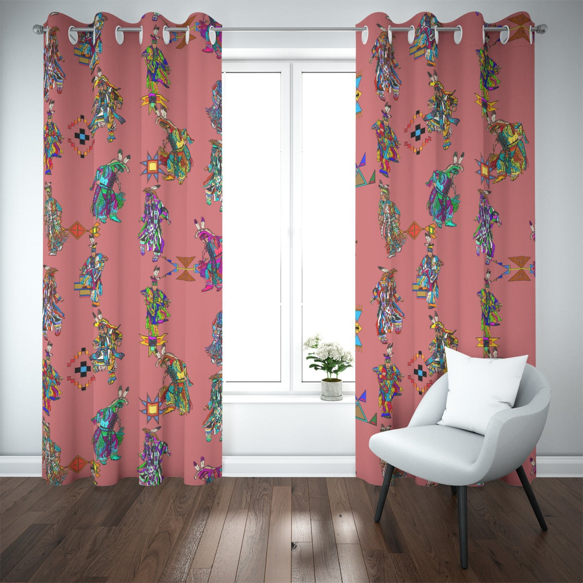 Men's Grass Dancers Terra Cotta Blackout Grommet Curtains | 265(gsm)