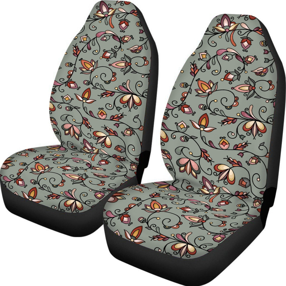 Burnt Sky Petals Green Universal Car Seat Cover With Thickened Back
