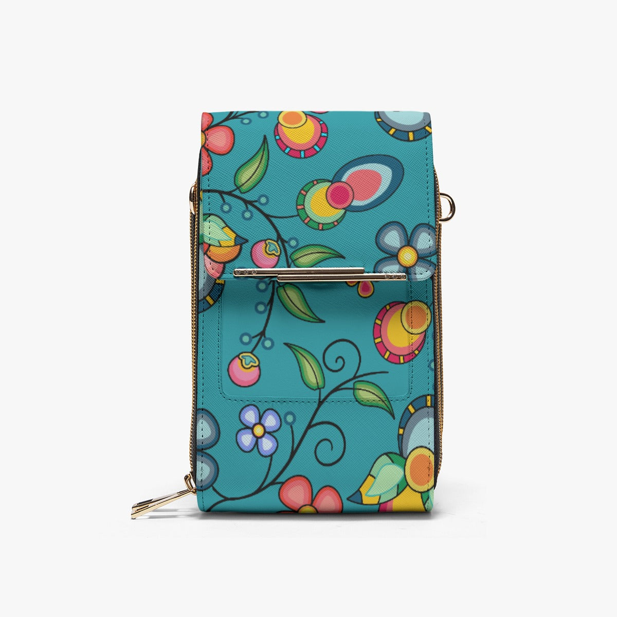 Floral Bounty Teal Mobile Phone Chest Bag