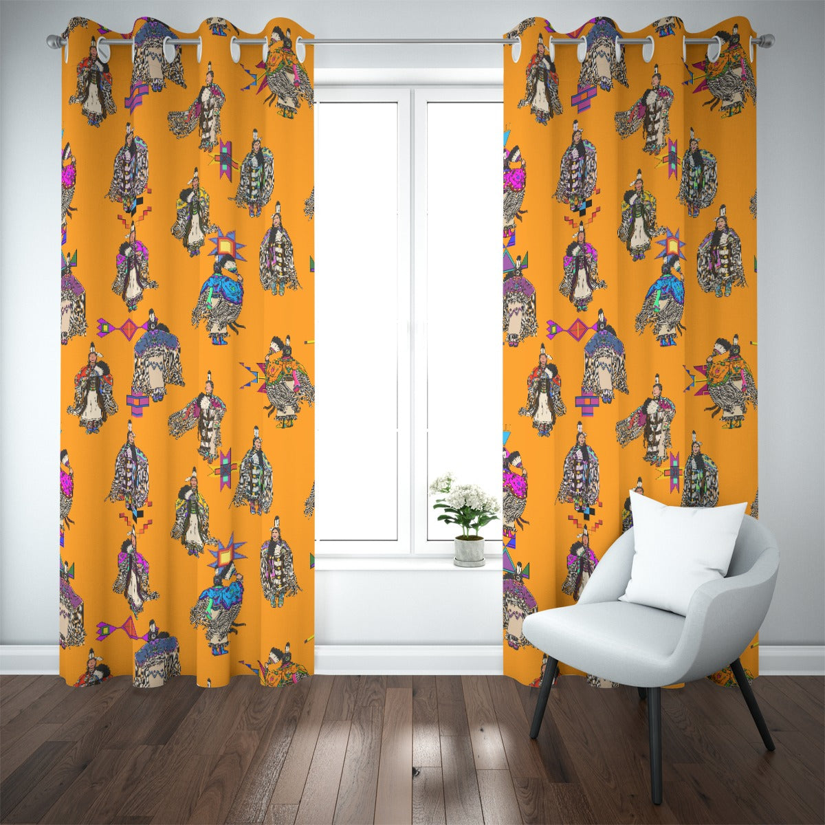 Women's Tradish Dancers Orange Blackout Grommet Curtains | 265(gsm)