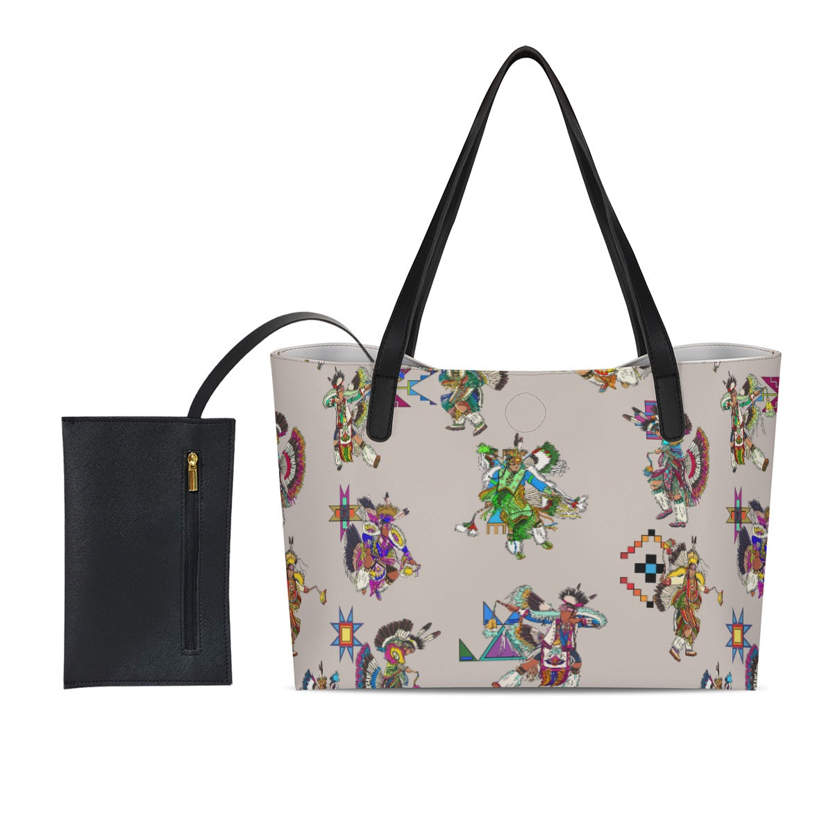 Men's Fancy Dancers Muslin Shopping Tote Bag With Black Mini Purse