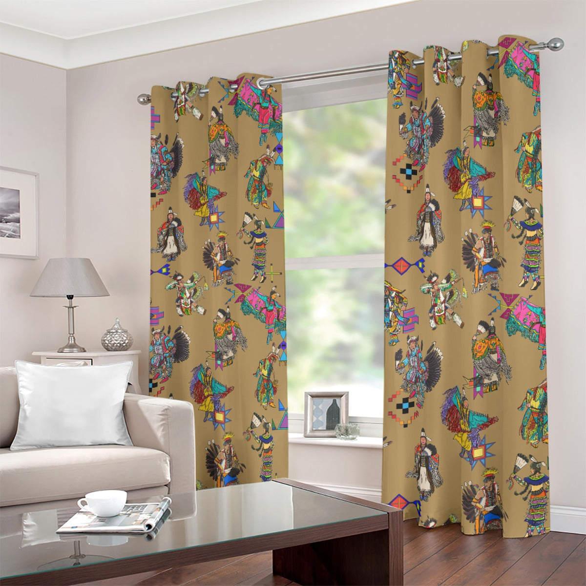 Grand Entry Dancers Earth Blackout Grommet Curtains | 265(gsm)