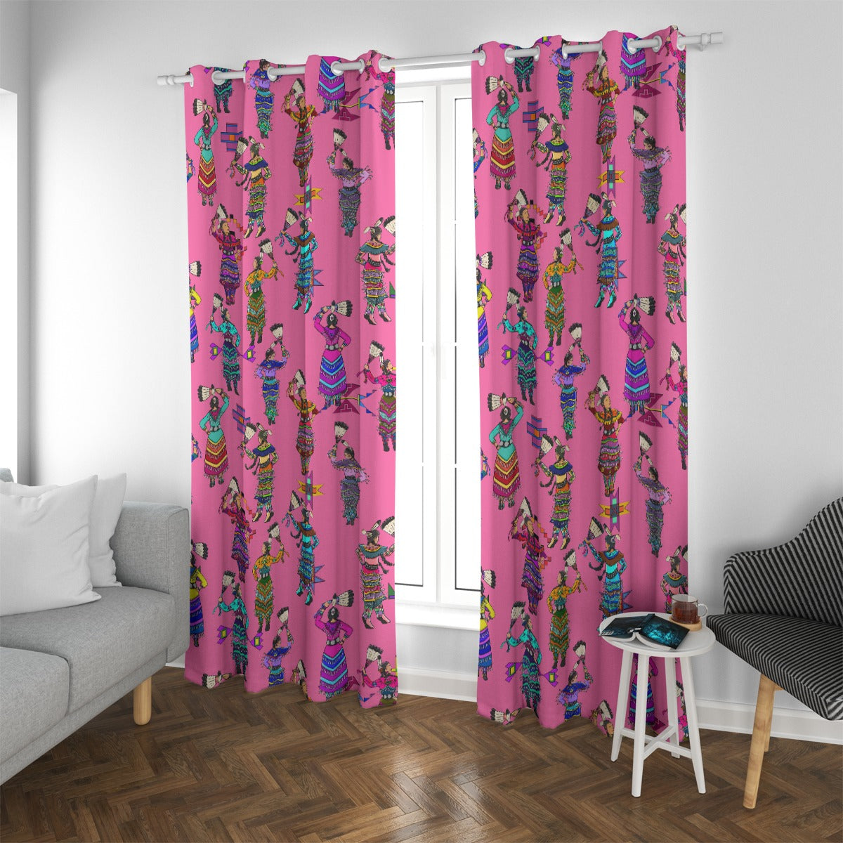 Women's Jingle Dancers Pink Blackout Grommet Curtains | 265(gsm)