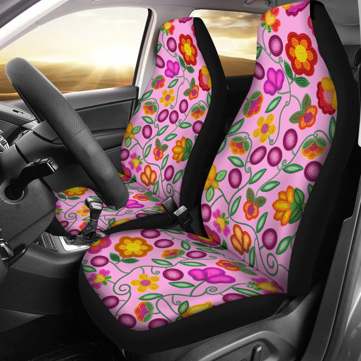 Boreal Bounty Pink Universal Car Seat Cover With Thickened Back