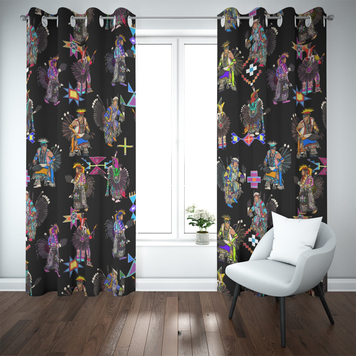 Men's Tradish Dancers Black Blackout Grommet Curtains | 265(gsm)