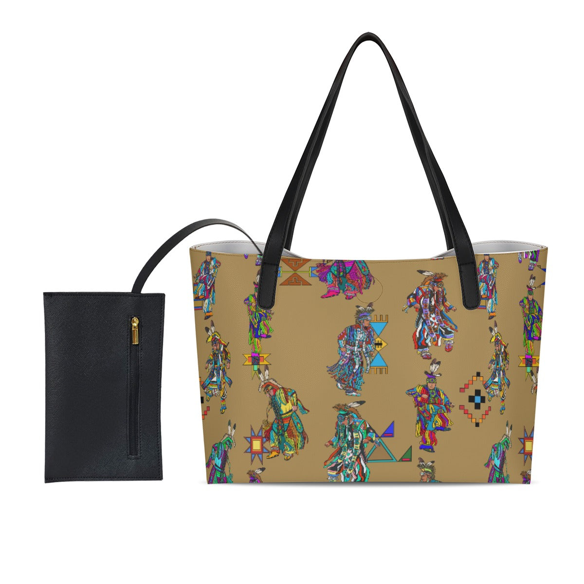 Men's Grass Dancers Earth Shopping Tote Bag With Black Mini Purse