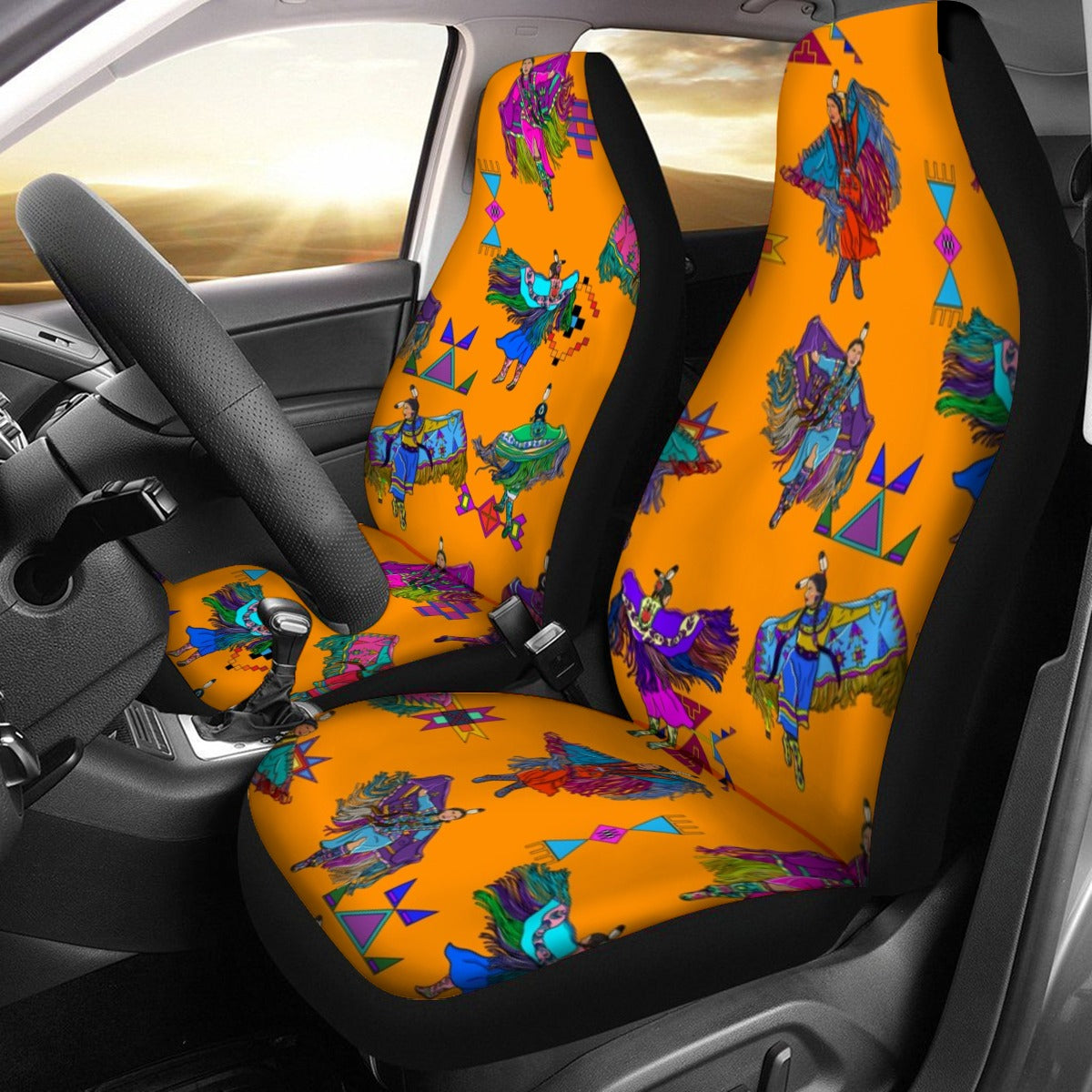 Women's Fancy Dancers Orange Universal Car Seat Cover With Thickened Back