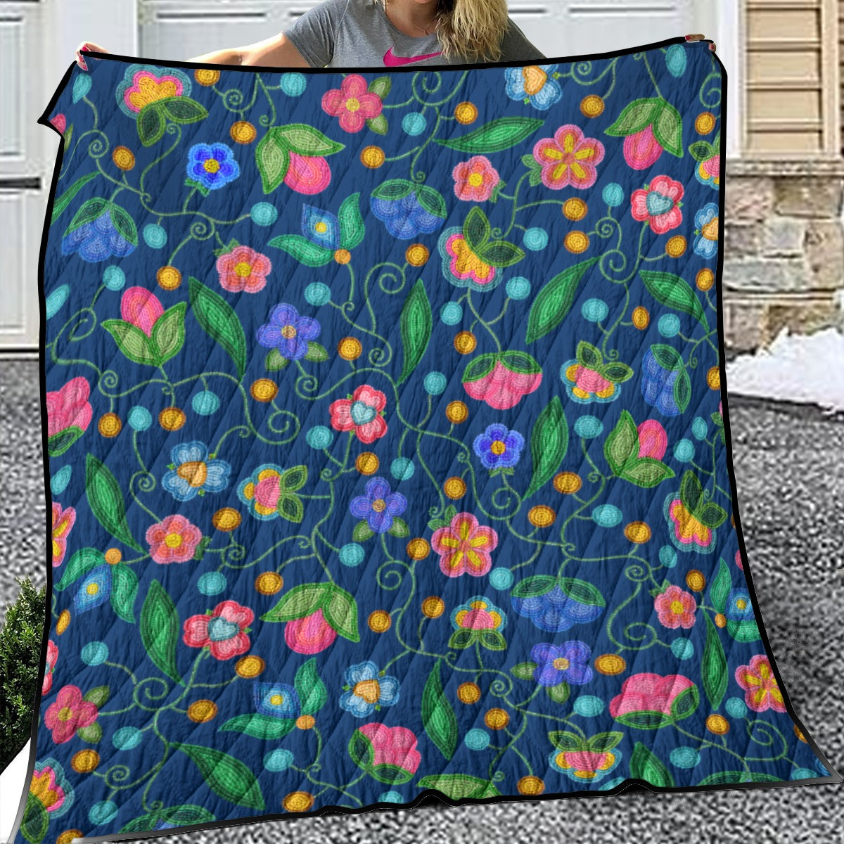Skyberry Serenade Navy Lightweight & Breathable Quilt With Edge-wrapping Strips