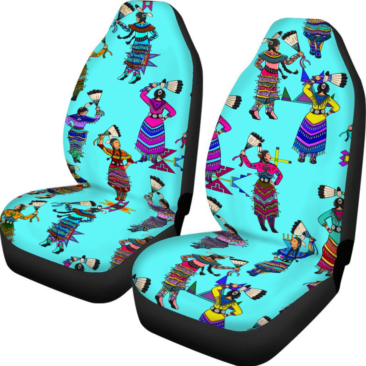 Women's Jingle Dancers Turquoise Universal Car Seat Cover With Thickened Back