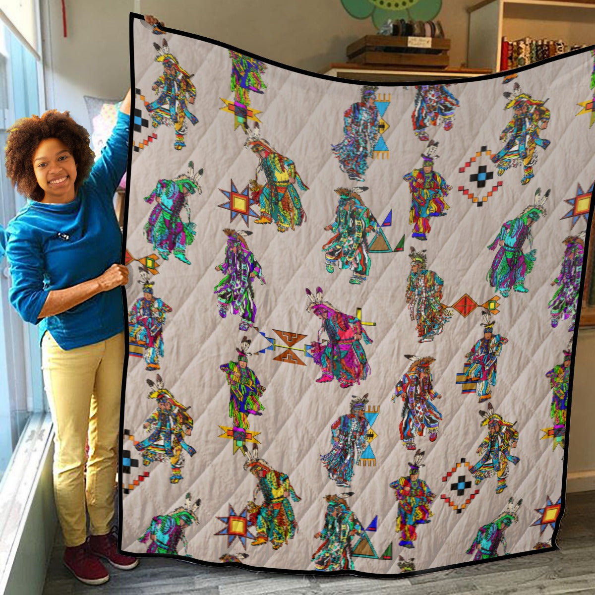 Men's Grass Dancers Muslin Lightweight & Breathable Quilt With Edge-wrapping Strips