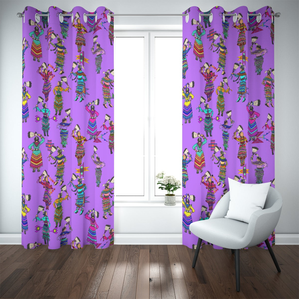 Women's Jingle Dancers Purple Blackout Grommet Curtains | 265(gsm)