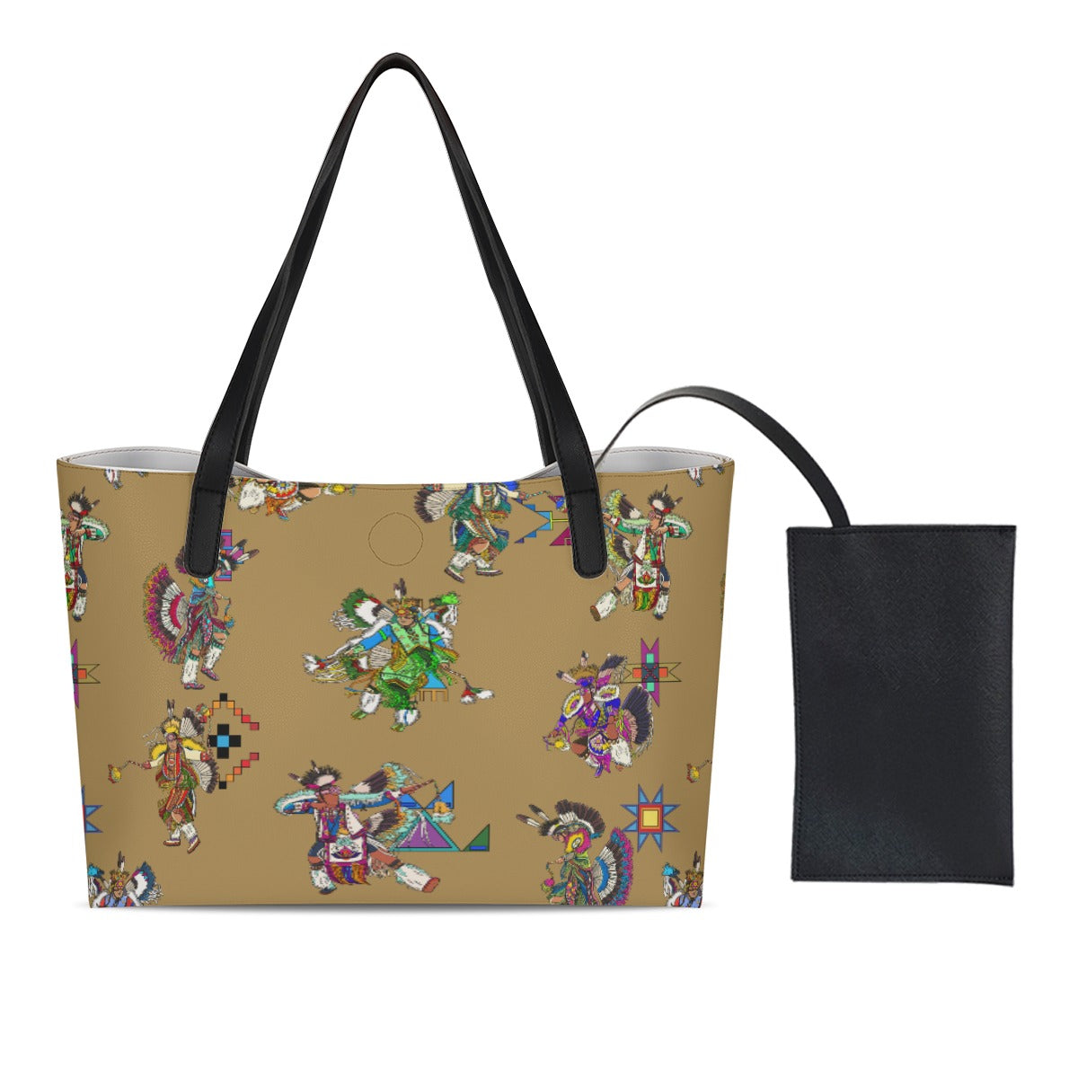 Men's Fancy Dancers Earth Shopping Tote Bag With Black Mini Purse
