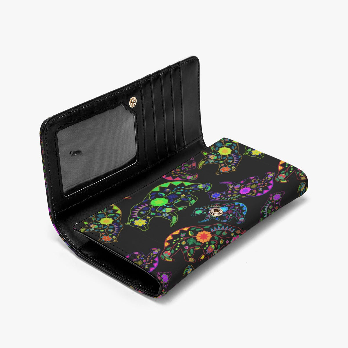 Neon Floral Bears Foldable Wallet