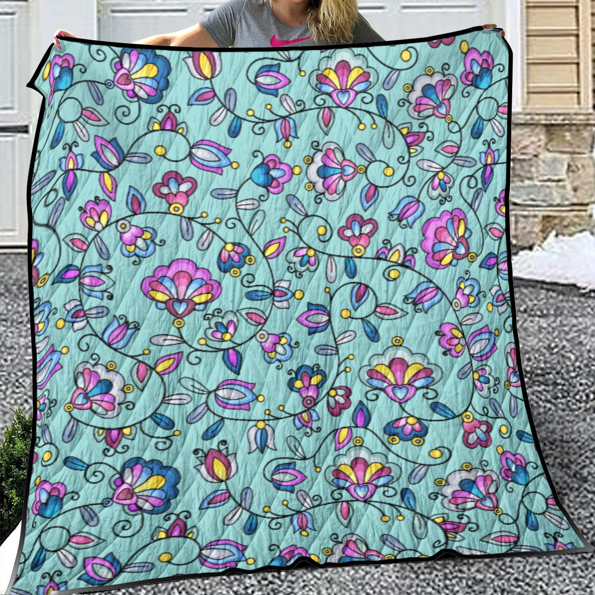 Autumn Bundle Blessing Turquoise Lightweight & Breathable Quilt With Edge-wrapping Strips