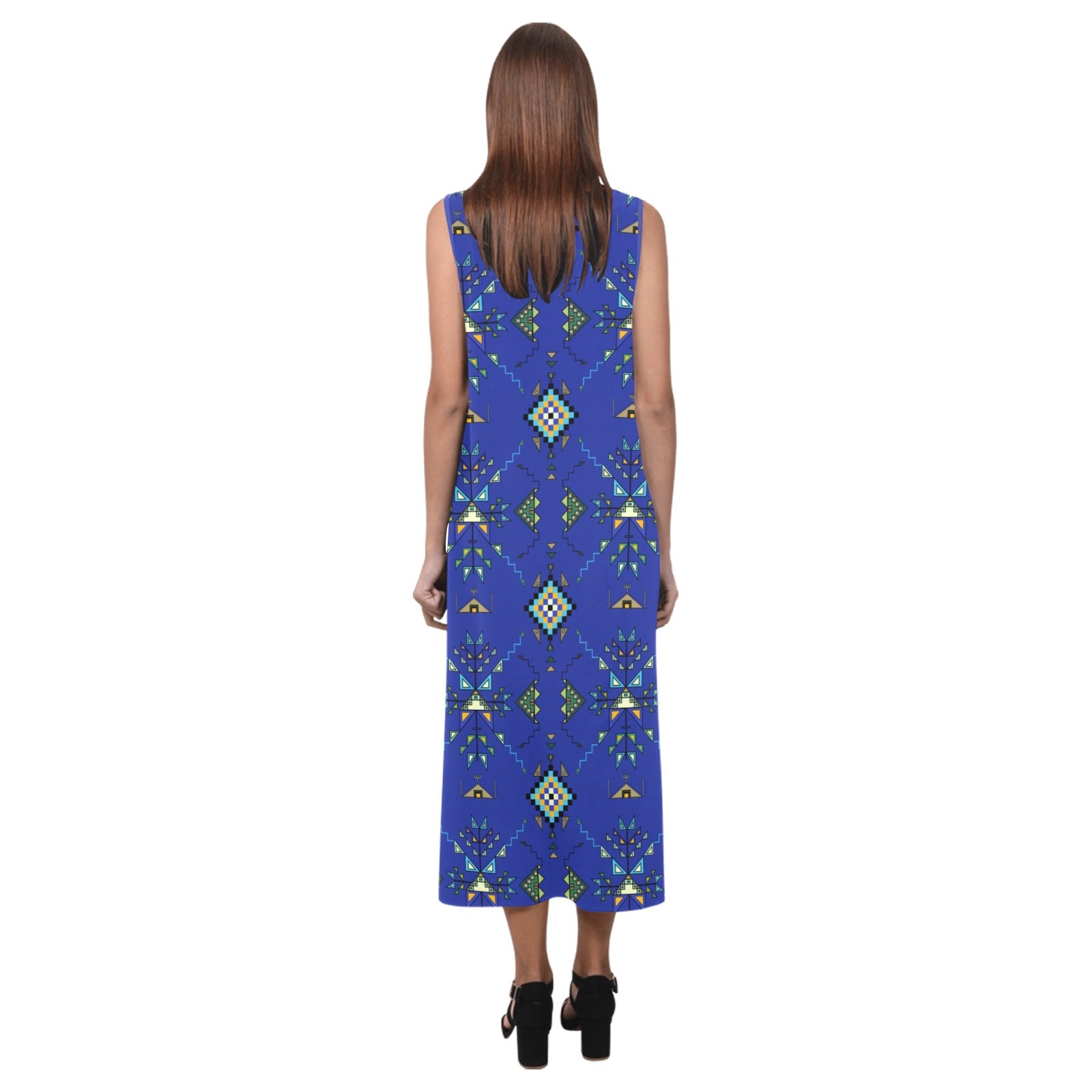 Bear Shield Dark Blue Phaedra Sleeveless Open Fork Long Dress