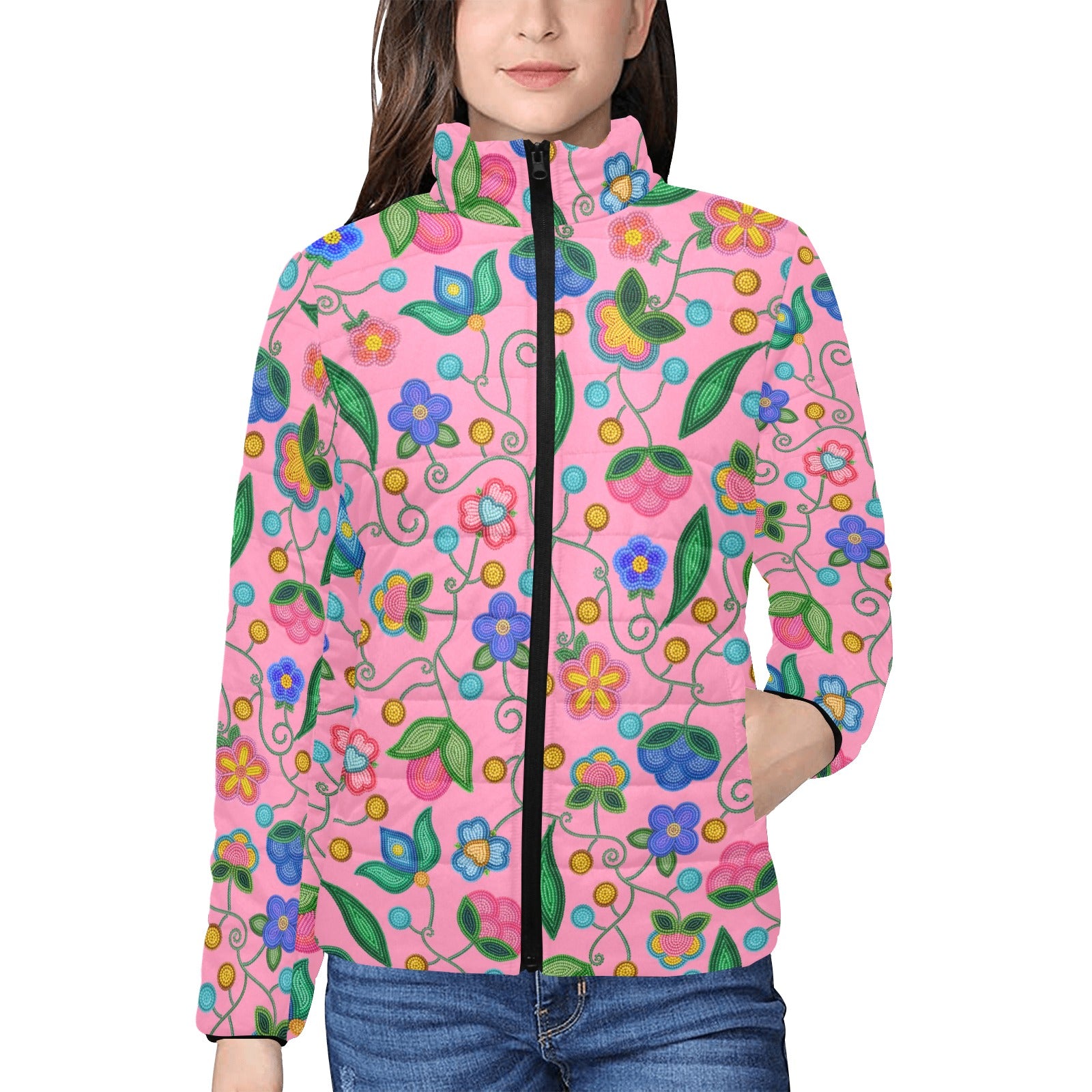 Skyberry Serenade Pink Women's Stand Collar Padded Jacket
