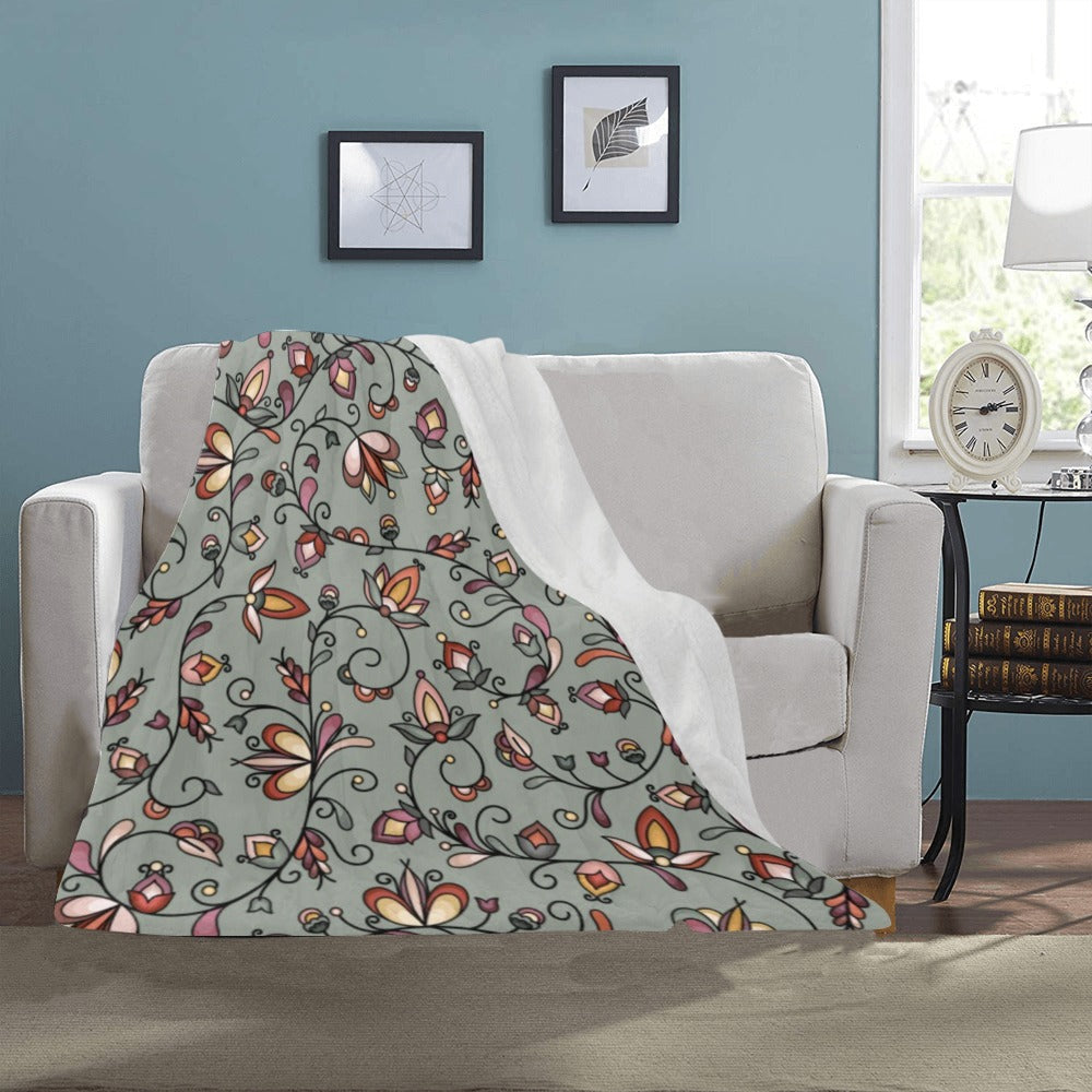 Burnt Sky Petals Green Ultra-Soft Micro Fleece Blanket 40"x50"