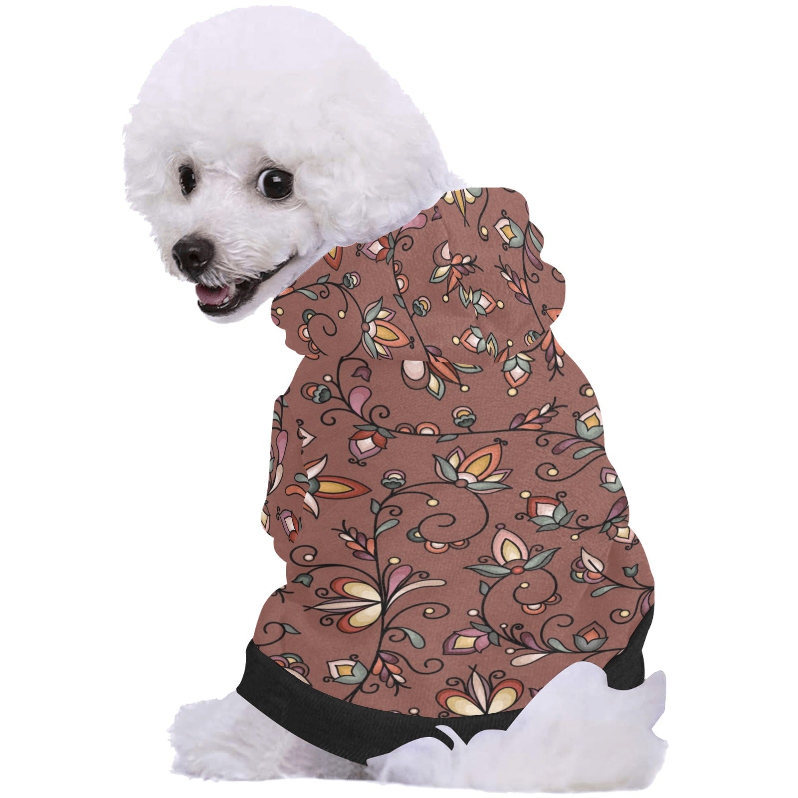 Burnt Sky Petals Brown Pet Dog Hoodie