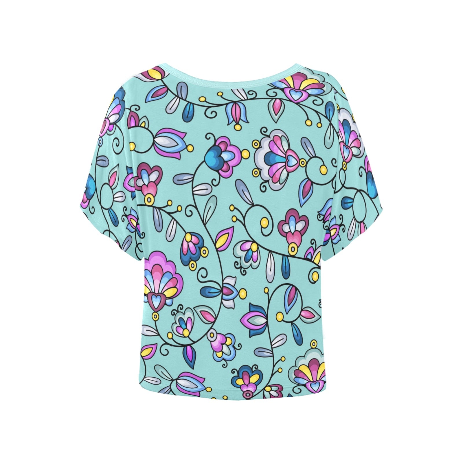 Autumn Bundle Blessing Turquoise Women's Batwing-Sleeved Blouse T shirt