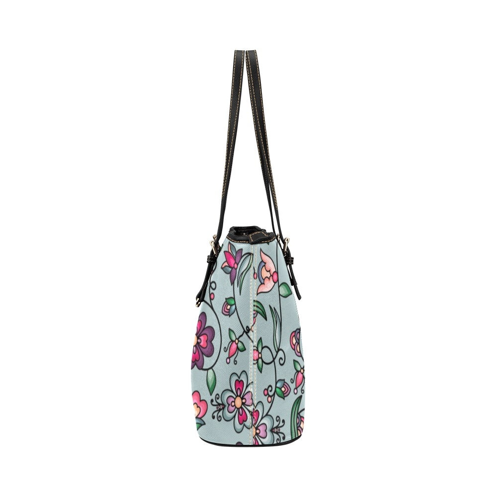 Amber Evening Garland Turquoise Leather Tote Bag/Large