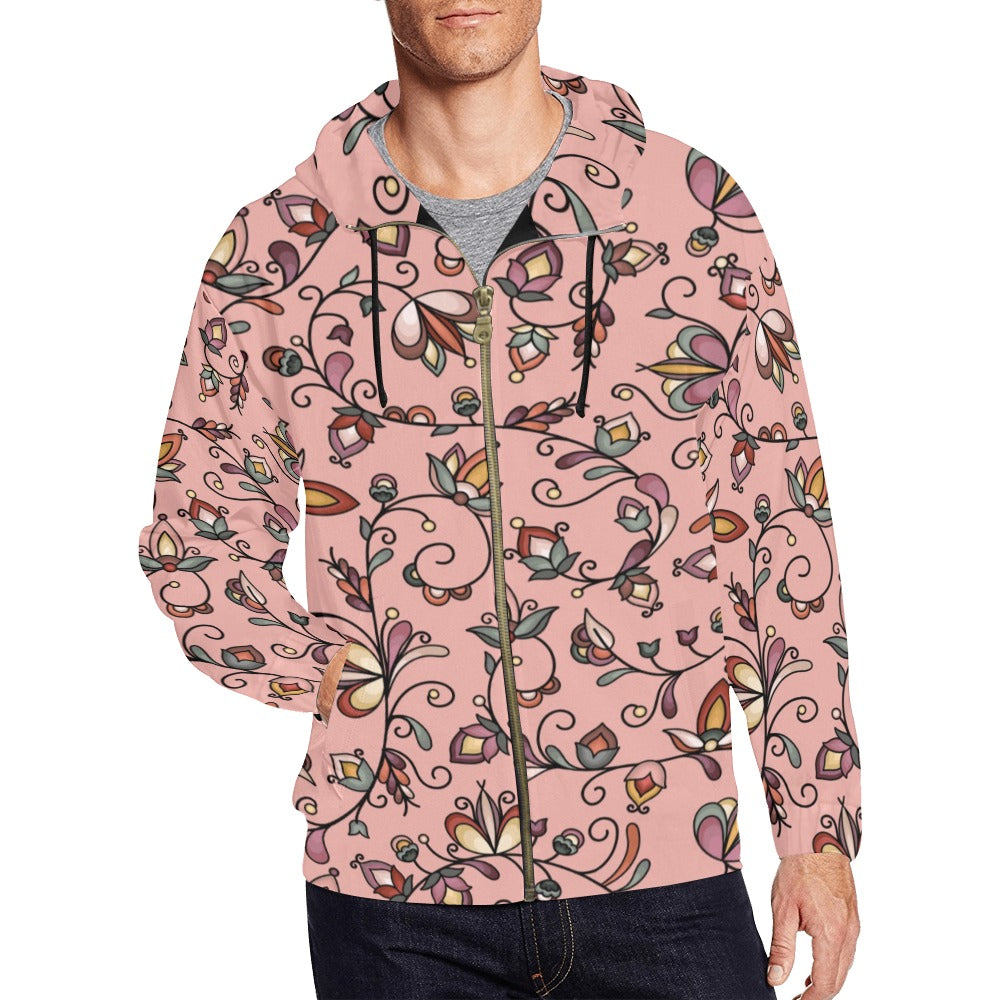 Burnt Sky Petals Peach Men's Zipper Hoodie
