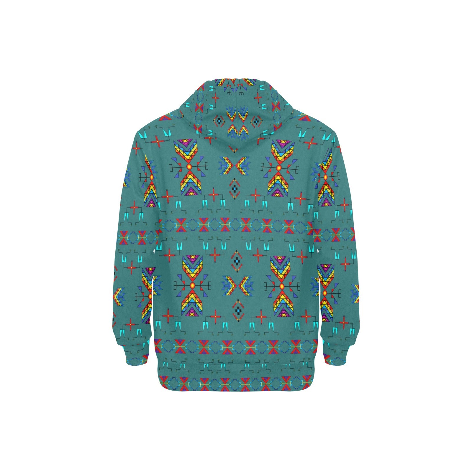 Rainy Chief Rainbow Teal Sky Men's Long Sleeve Fleece Hoodie