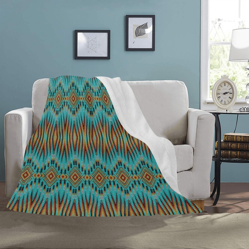 Fire Feather Turquoise Ultra-Soft Micro Fleece Blanket 50"x60"